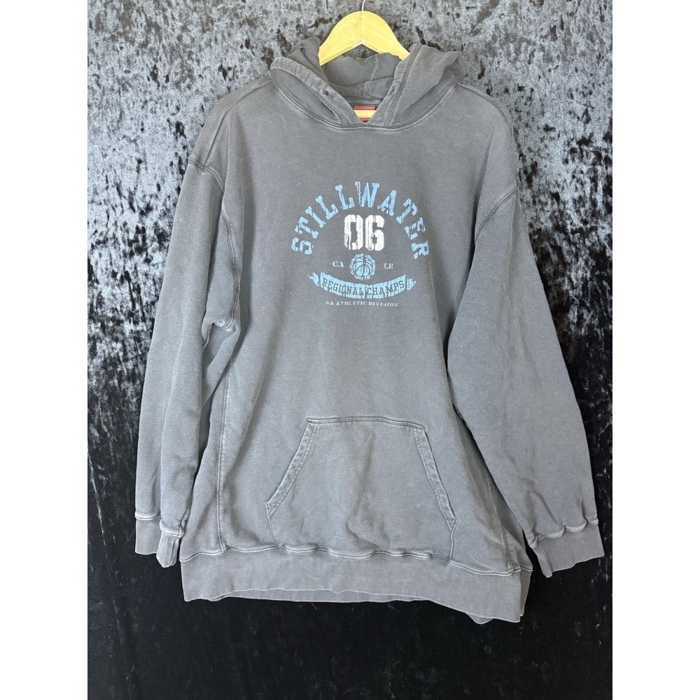 Vintage Mossimo Hoodie Sweater Mens 2XL Black Logo Stillwater Basketball‎ Y2K
